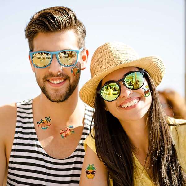 Patelai 144 Pieces Summer Temporary Tattoos Beach Tattoos Hawaiian Luau Party Favors Tropical Waterproof Stickers Hello Summer for Beach Pool Party Decoration Supplies, 9 Styles - Image 6