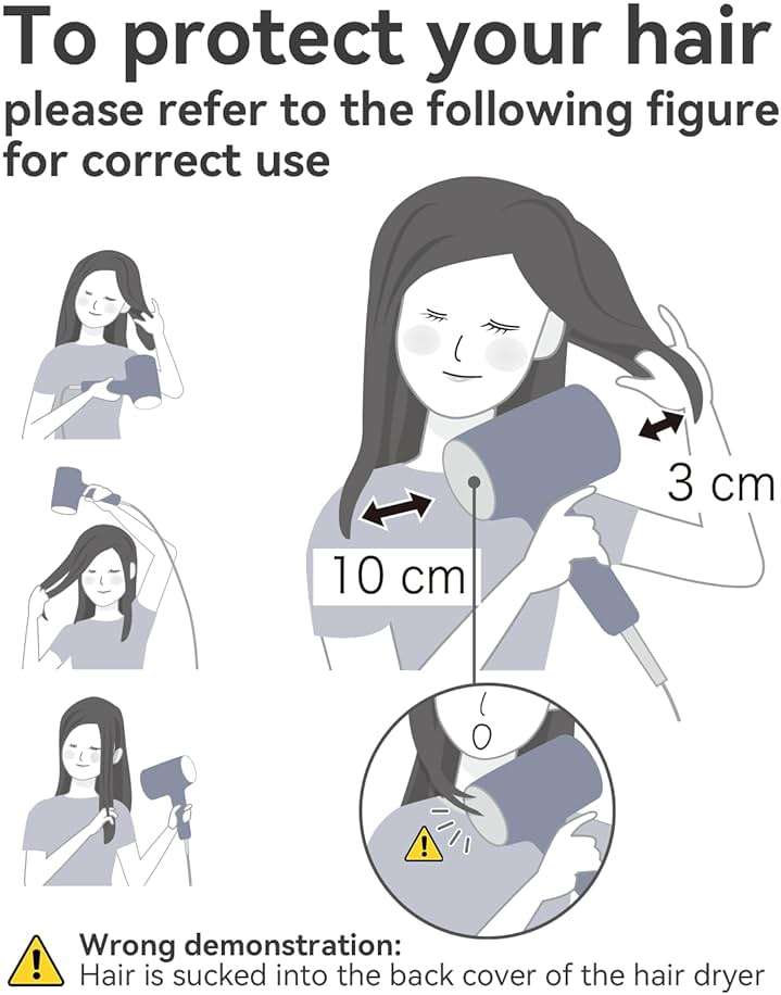 CONFU Ionic Blow Dryer 1600W, Portable Lightweight Fast Drying Negative Ion Hairdryer Blowdryer, 3 Heat Settings & Infinity Speed, with Diffuser and Concentrator Nozzle for Home & Travel - Image 8
