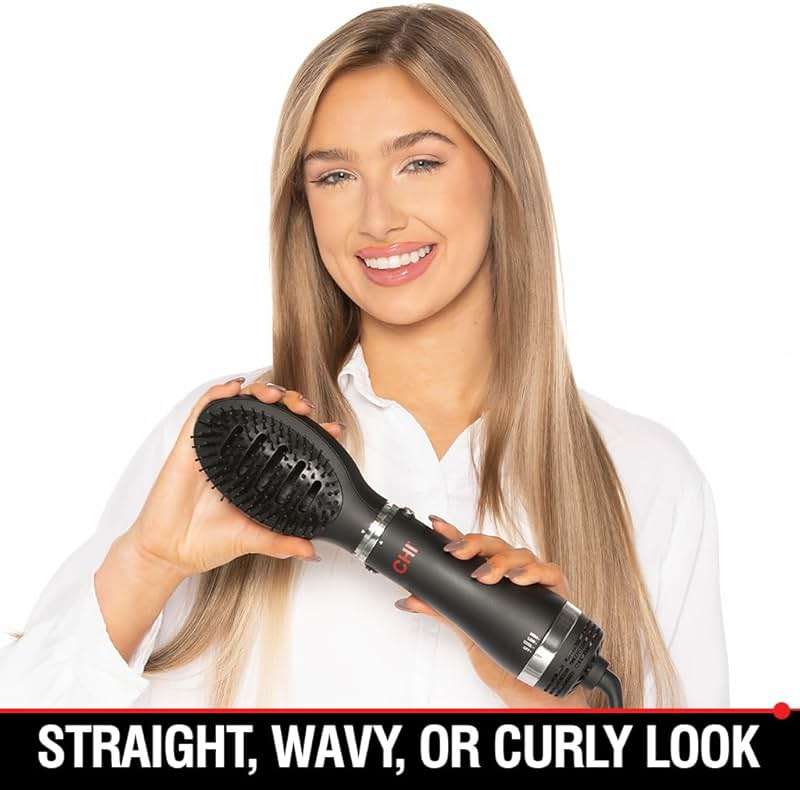 CHI Volumizer 4-in-1 Blowout Brush Hair Dryer, Multi-Attachment Ceramic Ionic Styling Tool, Preserves Natural Hair Moisture for Easy Styling, Frizz Control & Shine, Includes 4 Attachments,1000W, Black - Image 3