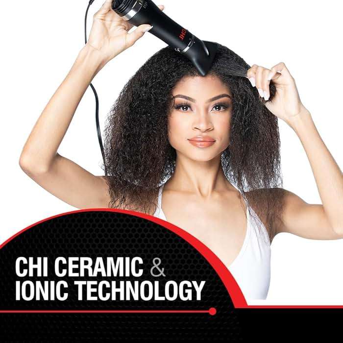 CHI Volumizer 4-in-1 Blowout Brush Hair Dryer, Multi-Attachment Ceramic Ionic Styling Tool, Preserves Natural Hair Moisture for Easy Styling, Frizz Control & Shine, Includes 4 Attachments,1000W, Black - Image 4