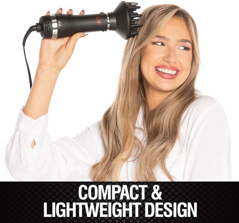 CHI Volumizer 4-in-1 Blowout Brush Hair Dryer, Multi-Attachment Ceramic Ionic Styling Tool, Preserves Natural Hair Moisture for Easy Styling, Frizz Control & Shine, Includes 4 Attachments,1000W, Black - Image 5