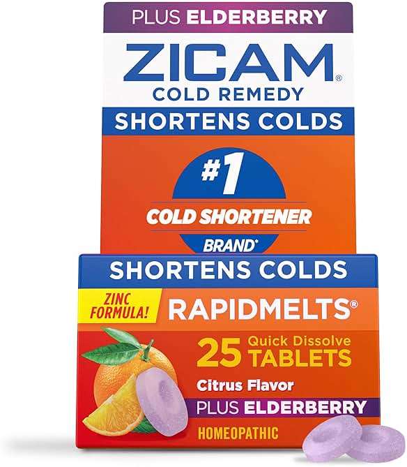 Zicam Cold Remedy Zinc RapidMelts, Elderberry Citrus Flavor, Homeopathic, Cold Shortening Medicine, Shortens Cold Duration, 25 Count - Image 1