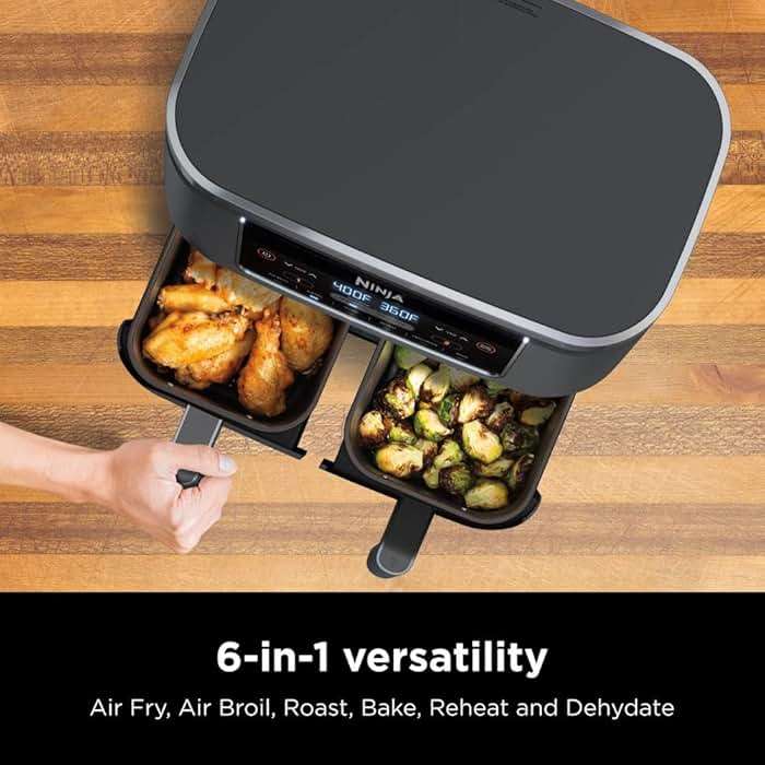 Ninja DZ201 Foodi 8 Quart 6-in-1 DualZone 2-Basket Air Fryer with 2 Independent Frying Baskets, Match Cook & Smart Finish to Roast, Broil, Dehydrate & More for Quick, Easy Meals, Grey - Image 4
