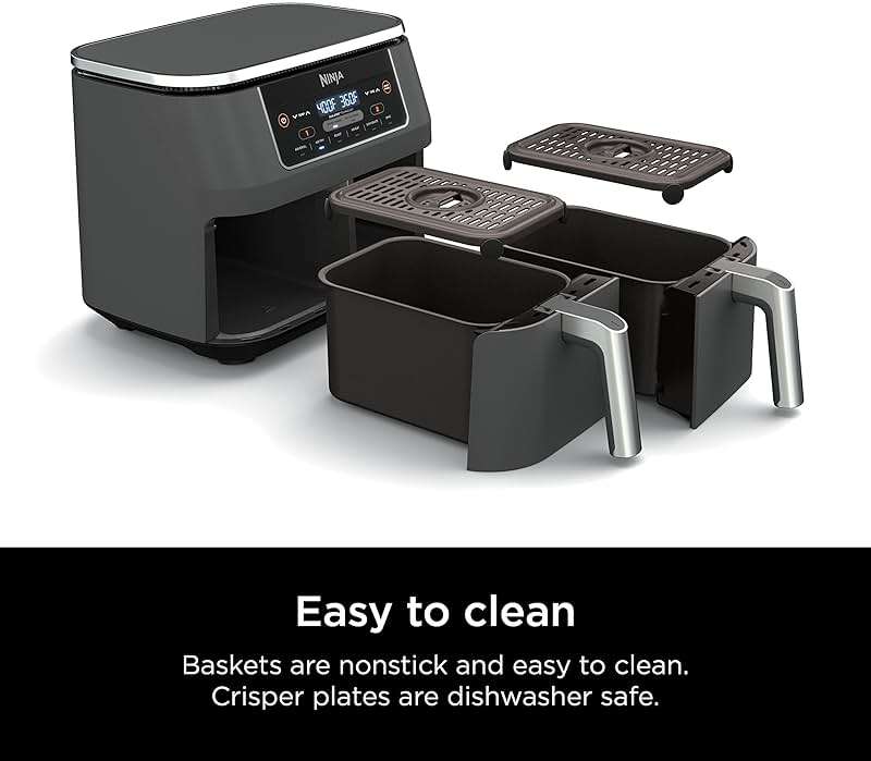 Ninja DZ201 Foodi 8 Quart 6-in-1 DualZone 2-Basket Air Fryer with 2 Independent Frying Baskets, Match Cook & Smart Finish to Roast, Broil, Dehydrate & More for Quick, Easy Meals, Grey - Image 8