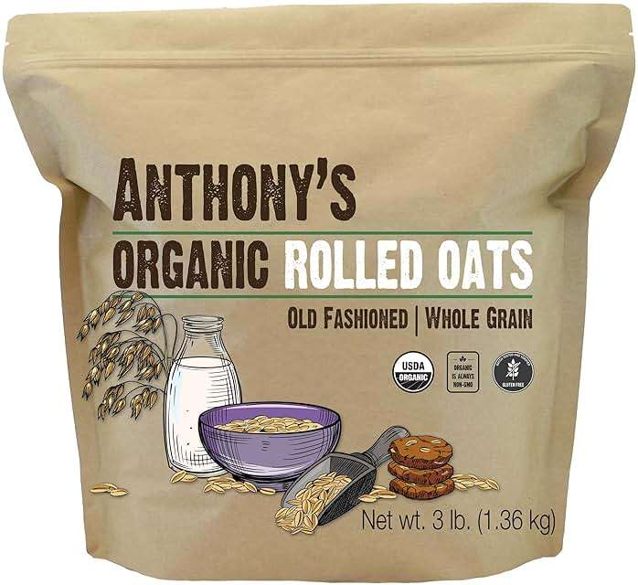 Anthony's Organic Rolled Oats, 3 lb, Gluten Free, Non GMO, Old Fashioned, Whole Grain - Image 1