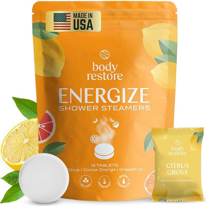 Body Restore Shower Steamers Aromatherapy 15 Pack – Fathers Day Gift for Dad, Birthday Gifts for Women & Men, Spa Stress Relief & Relaxation Self Care Gifts – Premium Citrus Essential Oil Tablets - Image 1