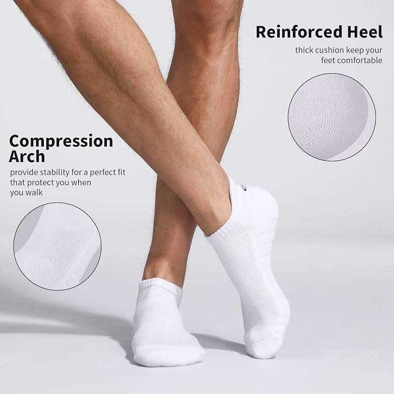 Lapulas Athletic Running Ankle Socks, Low Cut Cushioned Anti-Blister Tab Sports Socks Men Women 6Pairs - Image 3