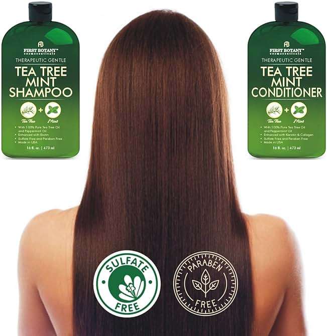 First Botany Tea Tree Mint Shampoo & Conditioner for Men & Women - Pure Tea Tree & Peppermint Oil - Fights Hair Loss, Dandruff, Lice & Itchy Scalp, Promotes Hair Growth - Sulfate Free - 16 Fl Oz x 2 - Image 4
