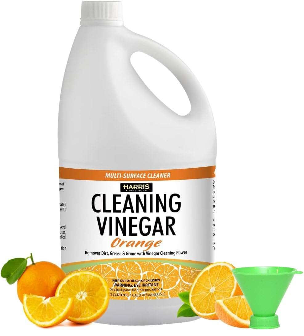 Harris Multi-Purpose White Vinegar Household Surface Cleaner, Orange Scent, 128oz, Easy Pour Funnel Included - Image 1