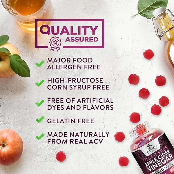 Apple Cider Vinegar Gummies for Weight Loss - Sugar Free - Max Strength ACV Gummy with Vitamin B12 & The Mother - Metabolism & Energy Support - Vegan Apple Cider Vinegar Gummy Supplement - 60 Gummies - Image 8