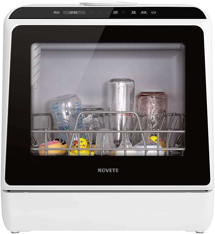 NOVETE Portable Countertop Dishwashers, Compact Dishwashers with 5L Built-in Water Tank & Inlet Hose, 5 Washing Programs, Baby Care, Air-Dry Function and LED Light for Small Apartments - Image 9