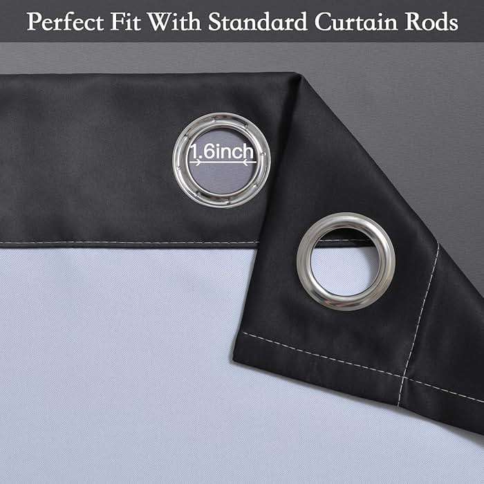 SimpleHome Ombre Room Darkening Curtains for Bedroom, Gradient Black to Grey White Light Blocking Thermal Insulated Grommet Window Curtain/Drapes for Living Room,2 Panels, 52x84 inches Length - Image 3