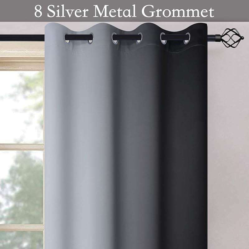 SimpleHome Ombre Room Darkening Curtains for Bedroom, Gradient Black to Grey White Light Blocking Thermal Insulated Grommet Window Curtain/Drapes for Living Room,2 Panels, 52x84 inches Length - Image 4