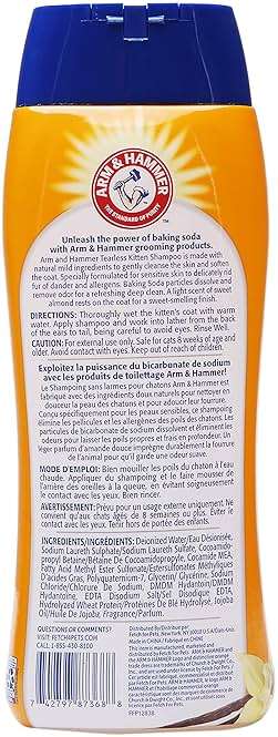 Arm & Hammer Tearless Kitten Shampoo for Cats Natural Cat Shampoo for Odor Control with Baking Soda, 20 Fl Oz Gentle Cleansing Kitten Shampoo in Sweet Almond Scent (Pack of 1) - Image 2