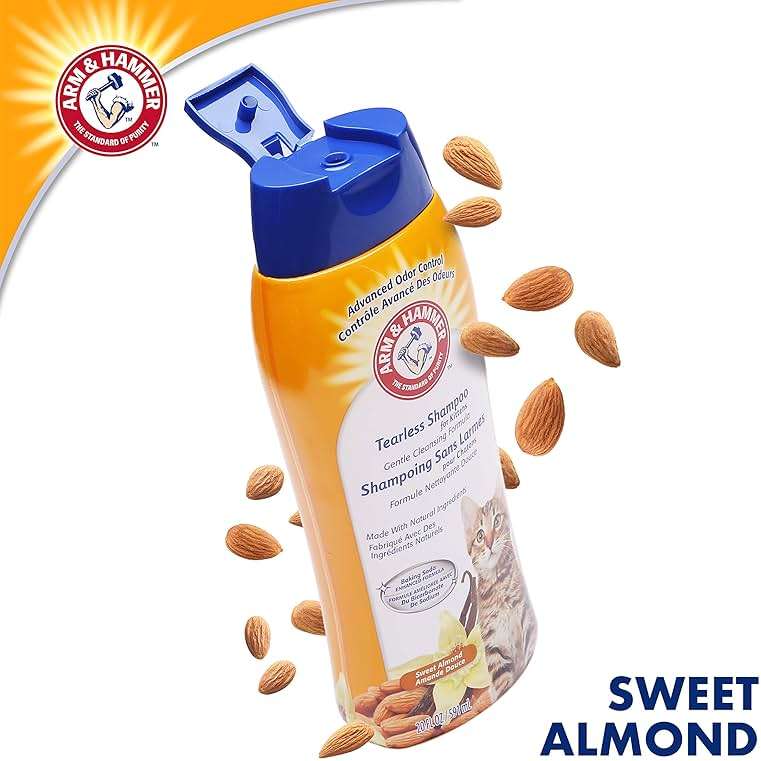Arm & Hammer Tearless Kitten Shampoo for Cats Natural Cat Shampoo for Odor Control with Baking Soda, 20 Fl Oz Gentle Cleansing Kitten Shampoo in Sweet Almond Scent (Pack of 1) - Image 3