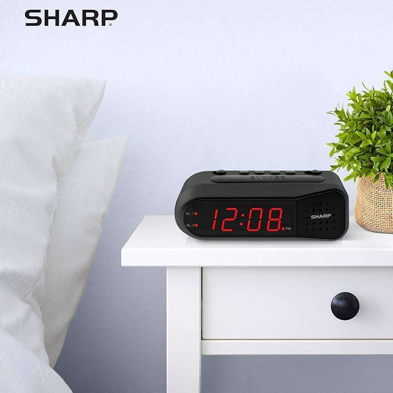 Sharp Easy-Set Digital Alarm Clock for Bedroom – Large Red LED Display, Ascending Loud Alarm for Heavy Sleepers, Dual Alarm Weekday/Weekend, Simple Operation, Snooze, Battery Backup - Image 2
