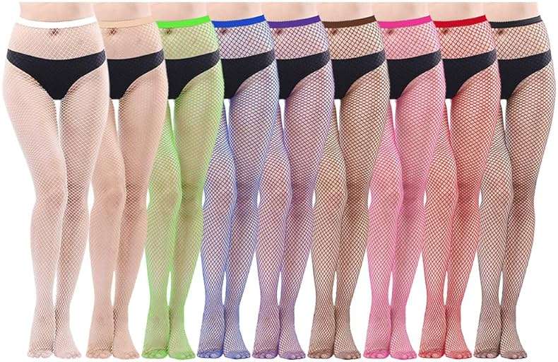 HOVEOX 9 Pairs Fishnet Stockings Fishnet Tights Patterned Fishnets Stockings Lace Patterned Tights Thigh High Pantyhose - Image 1