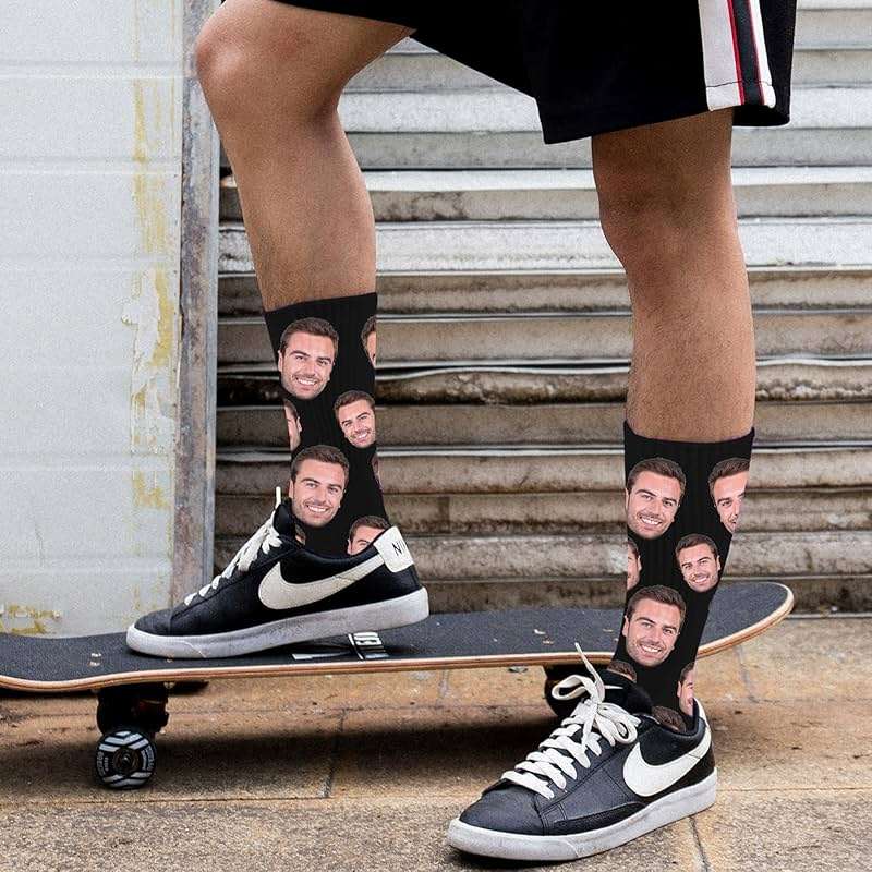 ShineSand Custom Face Socks with Picture, Personalized Socks with Photo Customized Unisex Funny Crew Sock Gifts for Men Women - Image 2