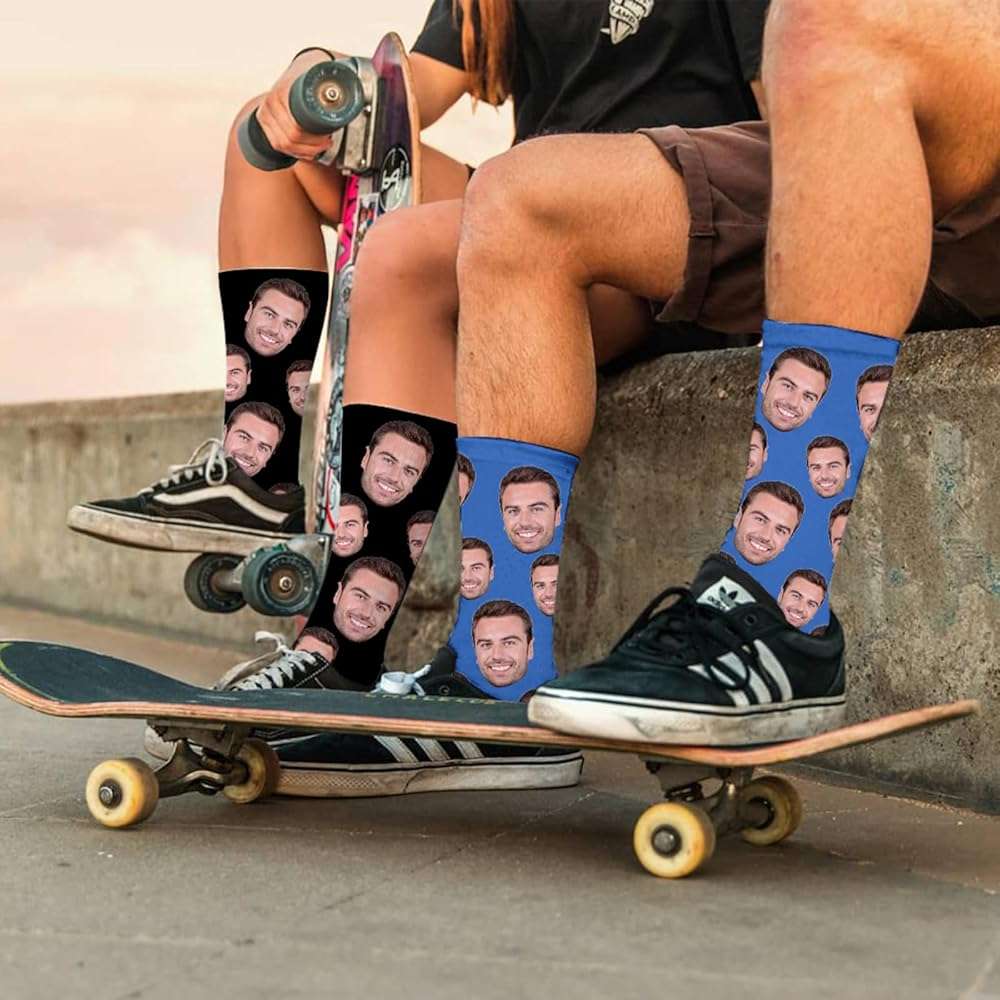ShineSand Custom Face Socks with Picture, Personalized Socks with Photo Customized Unisex Funny Crew Sock Gifts for Men Women - Image 5