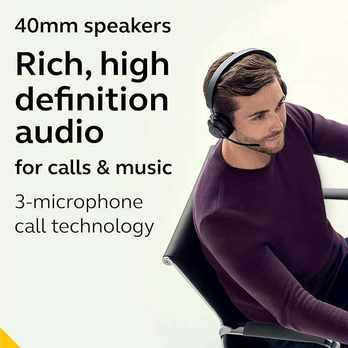 Jabra Evolve2 65 MS Wireless Headphones with Link380a, Stereo, Black – Wireless Bluetooth Headset for Calls and Music, 37 Hours of Battery Life, Passive Noise Cancelling Headphones - Image 3