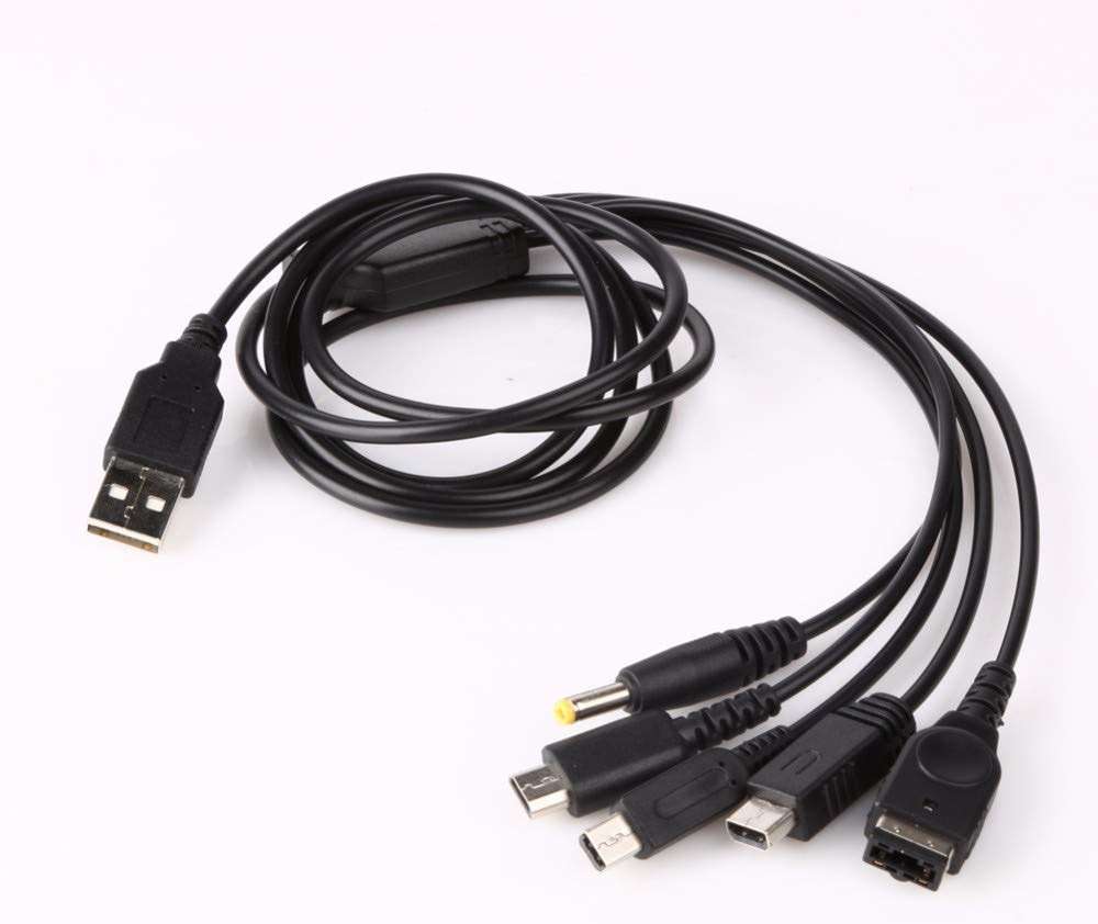Skywin USB Charger Cable for Nintendo - Multi System Nintendo DSi Charger Cable Compatible with Nintendo NDS Lite, Wii U, 3DS, 2DS, PSP 1000, 2000, 3000, GBA SP - Charge All with One Cord (5 in 1) - Image 1