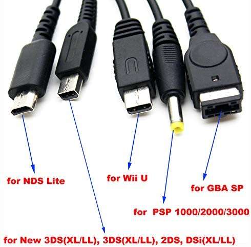 Skywin USB Charger Cable for Nintendo - Multi System Nintendo DSi Charger Cable Compatible with Nintendo NDS Lite, Wii U, 3DS, 2DS, PSP 1000, 2000, 3000, GBA SP - Charge All with One Cord (5 in 1) - Image 7