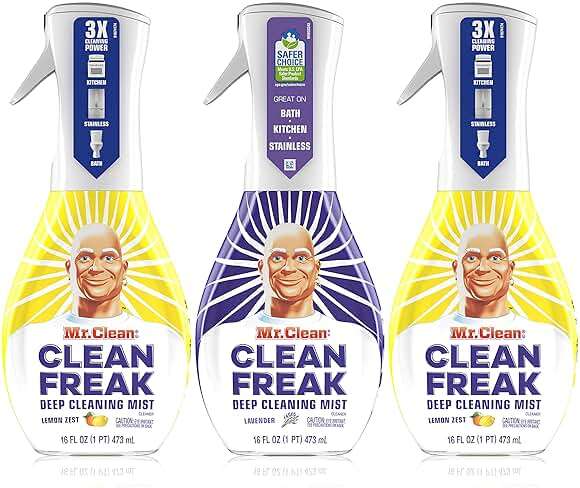 Mr. Clean All Purpose Cleaner, Clean Freak Mist for Bathroom & Kitchen Cleaner, Lavender & Lemon Scent, 3 Count (16 fl oz each) - Image 1