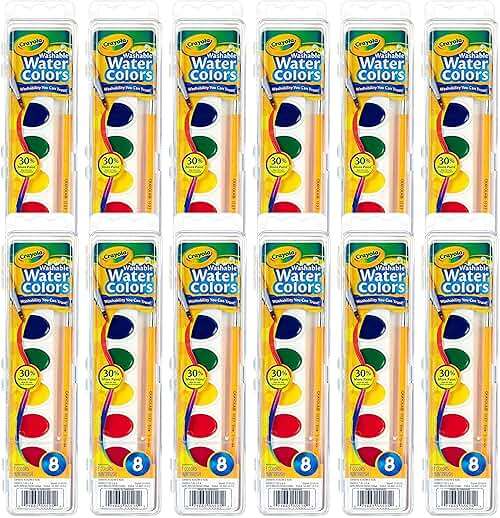 Crayola Washable Watercolor Paint Sets for Kids (12ct), Bulk Classroom Art Supplies for Preschool & Kindergarten, Easter & Spring Crafting Activities for Toddlers - Image 1