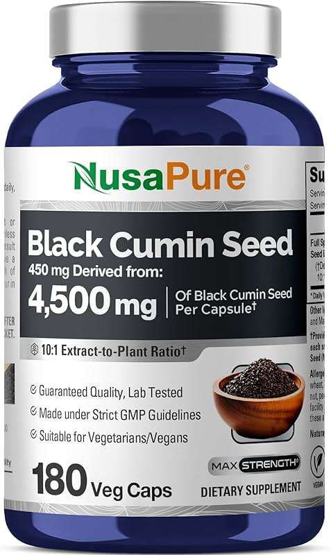 NusaPure Black Cumin Seed, 450 mg, 180 Veg Capsules (Non-GMO, Vegan) - Image 1