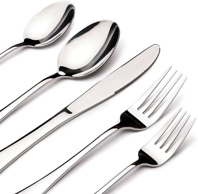 Silverware Set for 8, 40 Piece Heavy Duty Stainless Steel Flatware Utensils Cutlery Set Including Steak Knife Fork and Spoon, Dishwasher Safe, Gift Package for Wedding Housewarming - Image 1