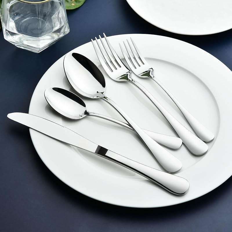 Silverware Set for 8, 40 Piece Heavy Duty Stainless Steel Flatware Utensils Cutlery Set Including Steak Knife Fork and Spoon, Dishwasher Safe, Gift Package for Wedding Housewarming - Image 2