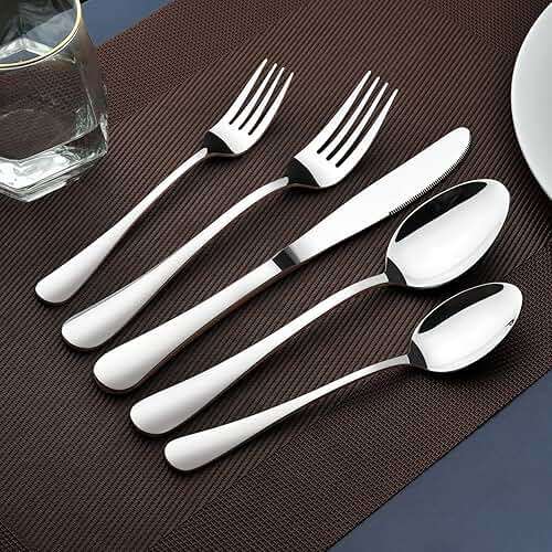 Silverware Set for 8, 40 Piece Heavy Duty Stainless Steel Flatware Utensils Cutlery Set Including Steak Knife Fork and Spoon, Dishwasher Safe, Gift Package for Wedding Housewarming - Image 5