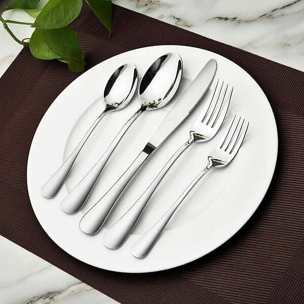 Silverware Set for 8, 40 Piece Heavy Duty Stainless Steel Flatware Utensils Cutlery Set Including Steak Knife Fork and Spoon, Dishwasher Safe, Gift Package for Wedding Housewarming - Image 6