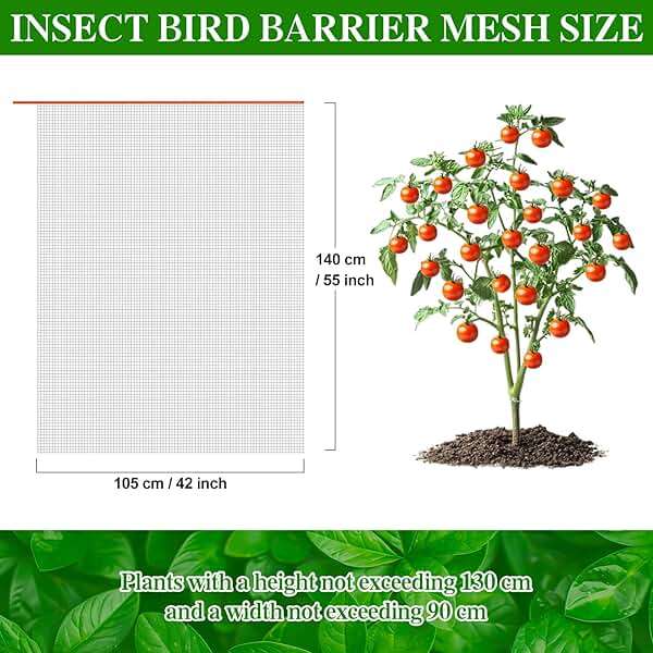 Insect Bird Barrier Mesh, Garden Netting Barrier, Bird Netting, Netting for Plant with Drawstring, 3.5 x 4.6 FT Tomato Protective Cover, Large Potted Fruit Protectors Cover for Blueberry Bushes - Image 2