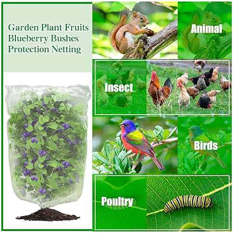 Insect Bird Barrier Mesh, Garden Netting Barrier, Bird Netting, Netting for Plant with Drawstring, 3.5 x 4.6 FT Tomato Protective Cover, Large Potted Fruit Protectors Cover for Blueberry Bushes - Image 4
