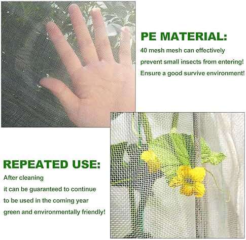 Insect Bird Barrier Mesh, Garden Netting Barrier, Bird Netting, Netting for Plant with Drawstring, 3.5 x 4.6 FT Tomato Protective Cover, Large Potted Fruit Protectors Cover for Blueberry Bushes - Image 6
