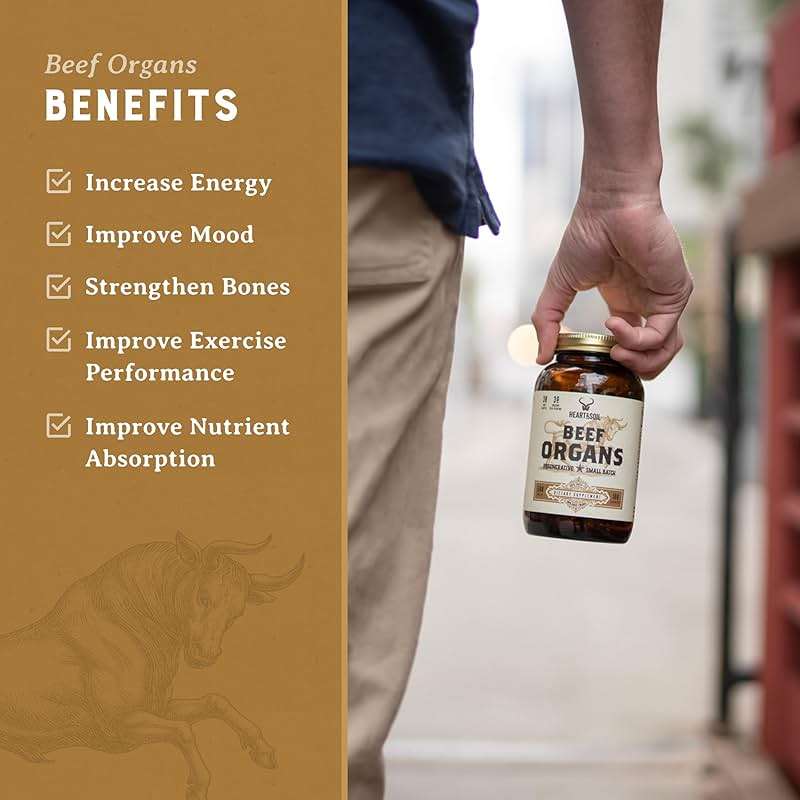 HEART & SOIL – 100% Grass Fed & Finished Beef Organs from Regenerative Cattle with Liver, Heart, Kidney, Pancreas & Spleen – 3000mg Beef Organ Supplement for Women & Men – Glass Bottle – 180 Capsules - Image 5