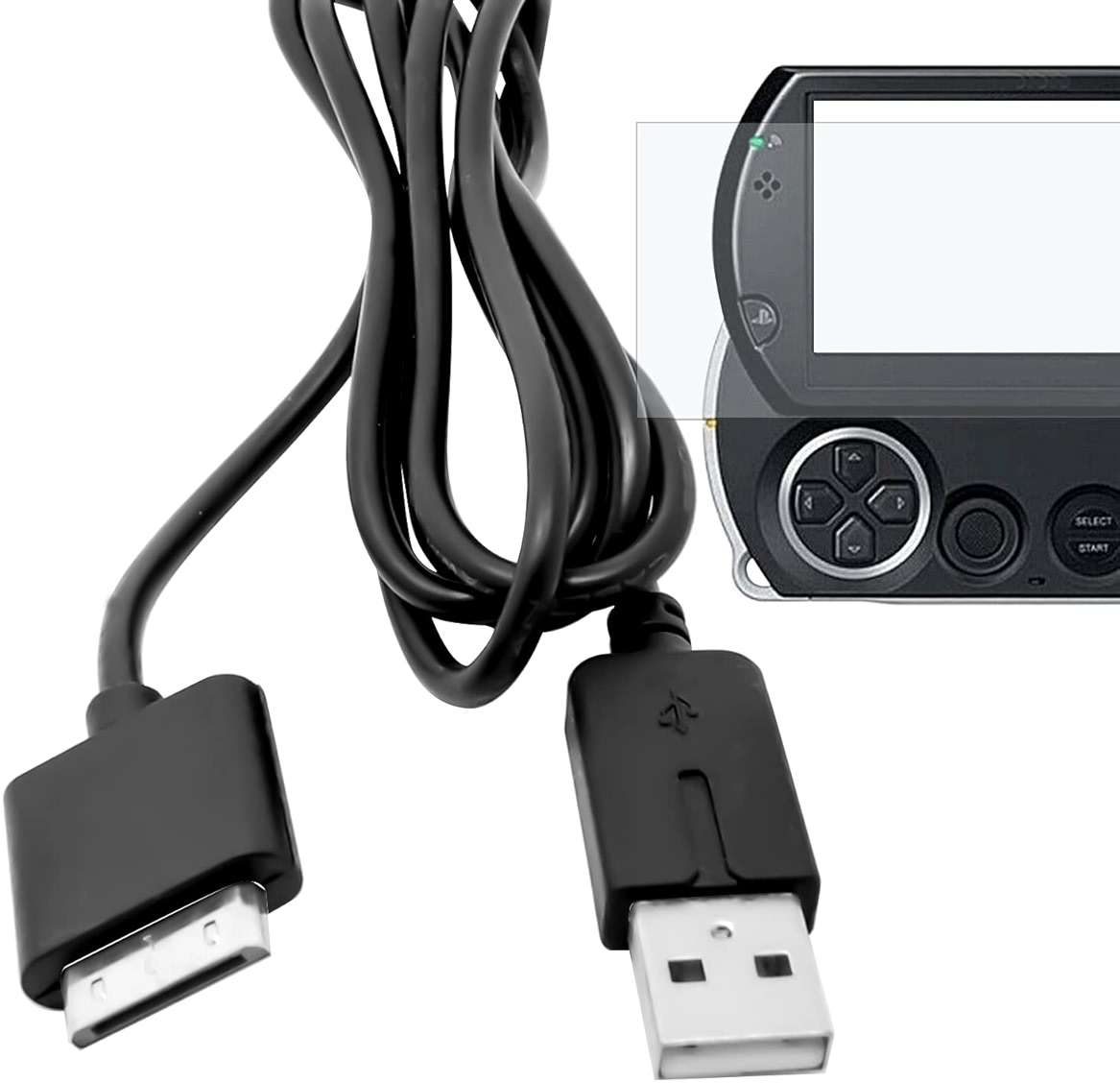 Draw a dragon Compatible for PSP Go Charger Cable, Data and Charging Cable Fit for Sony PSP Go 2 in 1 USB 2.0 Data Sync Transfer and Power Charger Cable Cord & Ultra Clear Guard Film 1 Pack WPAICHENG - Image 1