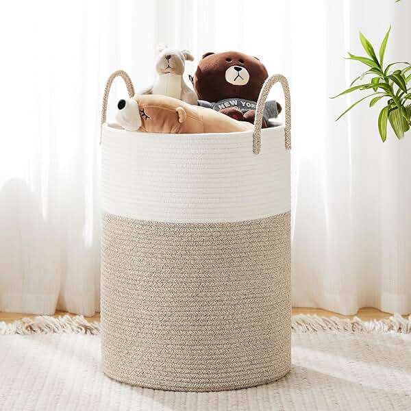Cotton Rope Laundry Basket by YOUDENOVA, 58L Woven Collapsible Laundry Hamper, Clothes Hamper with Reinforced Handles in the Laundry Room, Bedroom, Bathroom, Brown - Image 4