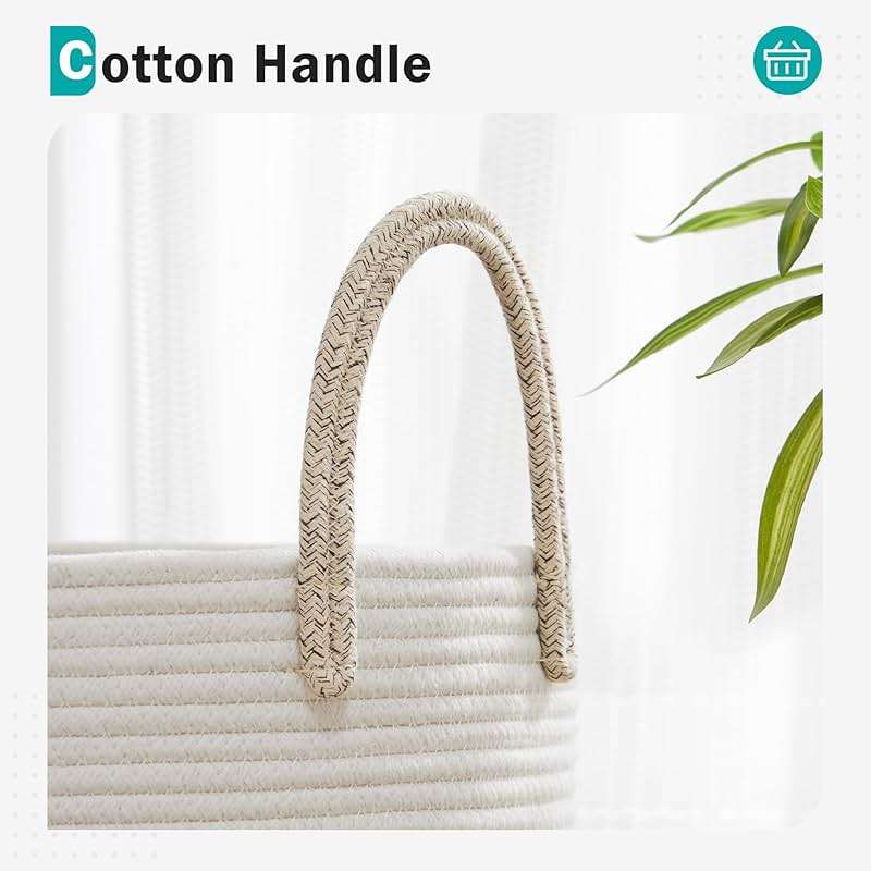 Cotton Rope Laundry Basket by YOUDENOVA, 58L Woven Collapsible Laundry Hamper, Clothes Hamper with Reinforced Handles in the Laundry Room, Bedroom, Bathroom, Brown - Image 5