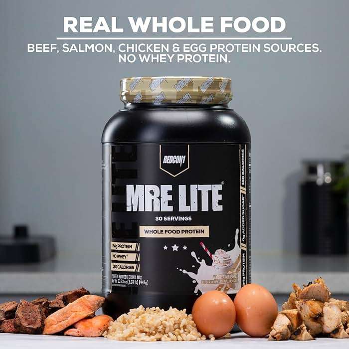 REDCON1 MRE LITE Whole Food Protein Powder, Fudge Brownie - Lactose Free & Sugar Free Meal Replacement with Animal Protein Blends - Easy to Digest Formula - Only 2g Carb per Serving (30 Servings) - Image 9