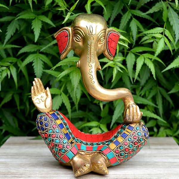 Aakrati Ganesh With Decorative Work - Brass Modern Decorative Style God Ganpati Idol - Unique Gift And Home Decor Showpiece - Image 1