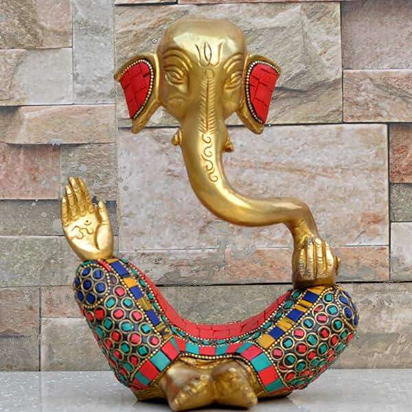 Aakrati Ganesh With Decorative Work - Brass Modern Decorative Style God Ganpati Idol - Unique Gift And Home Decor Showpiece - Image 2