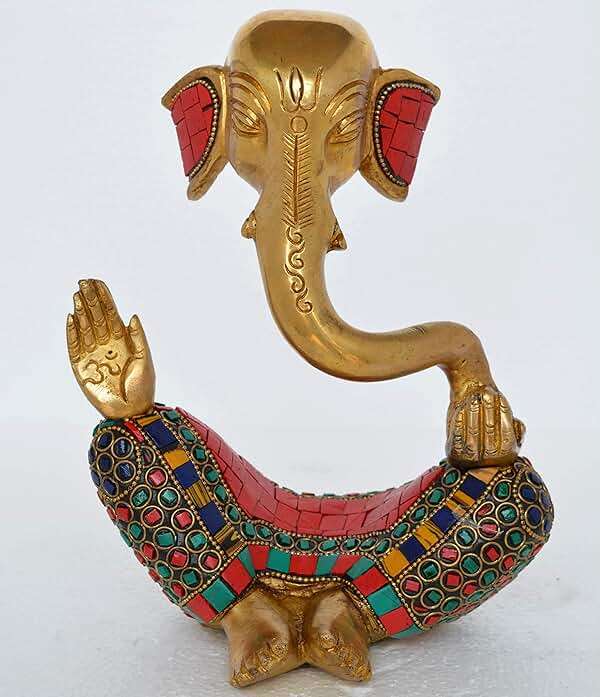 Aakrati Ganesh With Decorative Work - Brass Modern Decorative Style God Ganpati Idol - Unique Gift And Home Decor Showpiece - Image 3