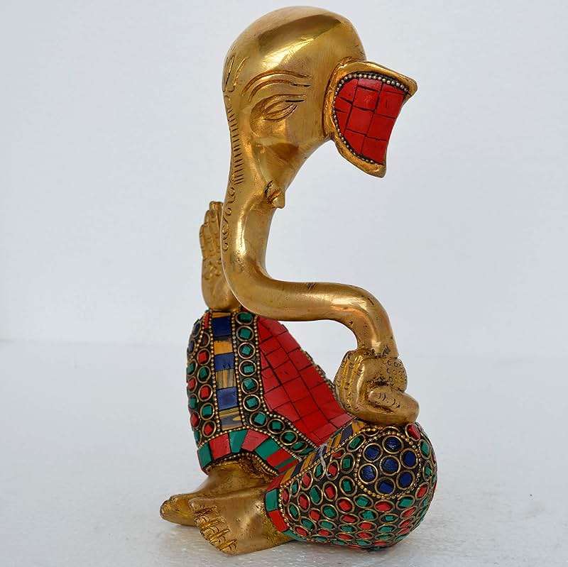 Aakrati Ganesh With Decorative Work - Brass Modern Decorative Style God Ganpati Idol - Unique Gift And Home Decor Showpiece - Image 4