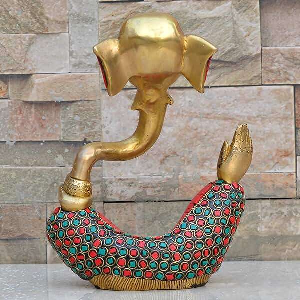 Aakrati Ganesh With Decorative Work - Brass Modern Decorative Style God Ganpati Idol - Unique Gift And Home Decor Showpiece - Image 5