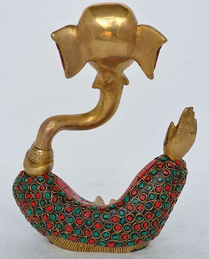 Aakrati Ganesh With Decorative Work - Brass Modern Decorative Style God Ganpati Idol - Unique Gift And Home Decor Showpiece - Image 6
