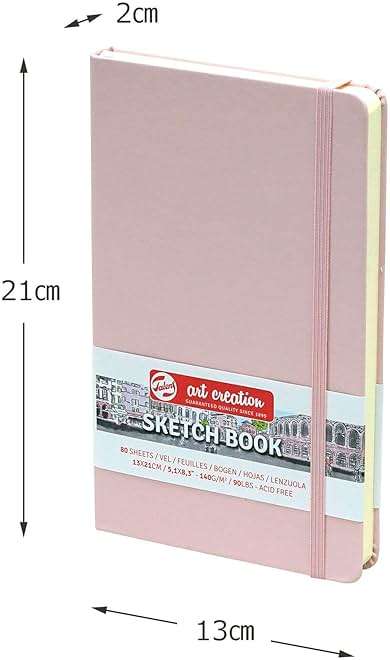 Tarens T9314-012M Art Creations Sketchbook, Drawing Notebook, 5.1 x 8.3 inches (13 x 21 cm), Pastel Pink, Thickness: 4.9 oz/sq ft (140 g/m2), Fine, Acid Free Paper, 80 Sheets Bound - Image 3