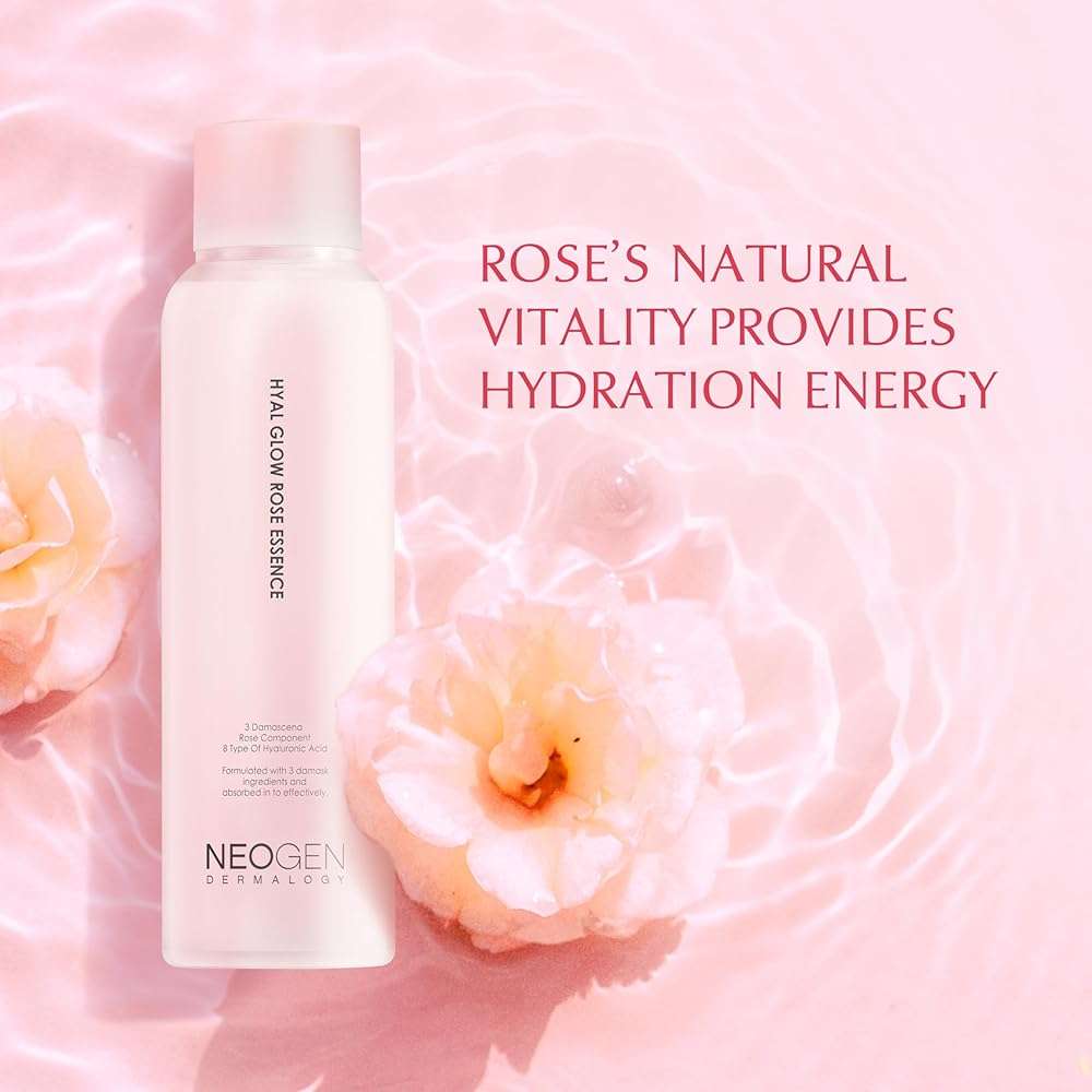 DERMALOGY by NEOGEN Hyal Glow Rose Essence, Milky Toner - 74% Damask Rose Water Hydrating Essence with 8 Types of Hyaluronic Acid for Dewy, Plump, Glowing Skin, Korean Skin Care 5.41 oz (160ml) - Image 8