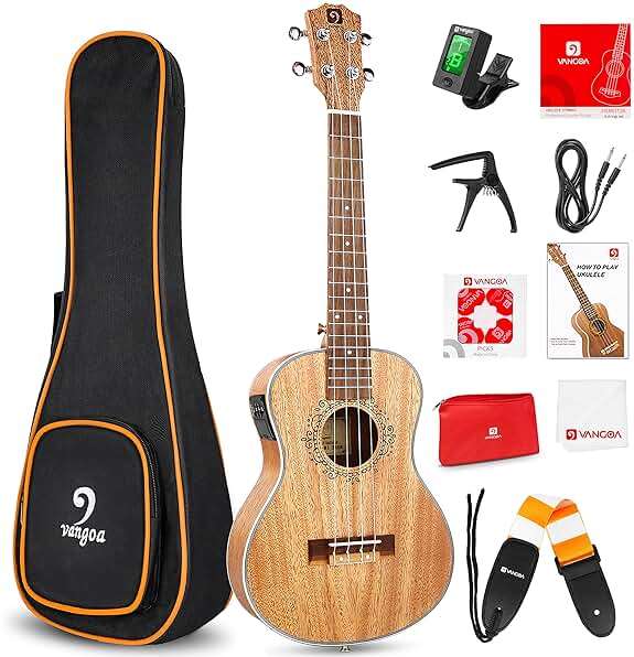 Tenor Ukulele, Acoustic Electric Ukelele 26 inch Uke Mahogany Ukulele Professional Set with Equalizer Starter Kit (Gig Bag, Picks, Straps, Strings, Cleaning Cloth, Getting Started Manual) by Vangoa - Image 1